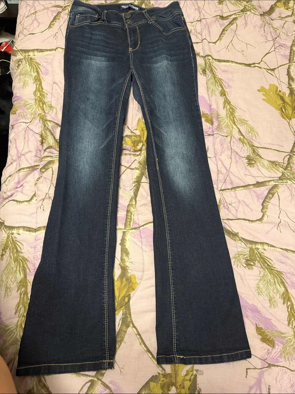Wallflower Dark Blue Flare Jeans with Subtle Fade